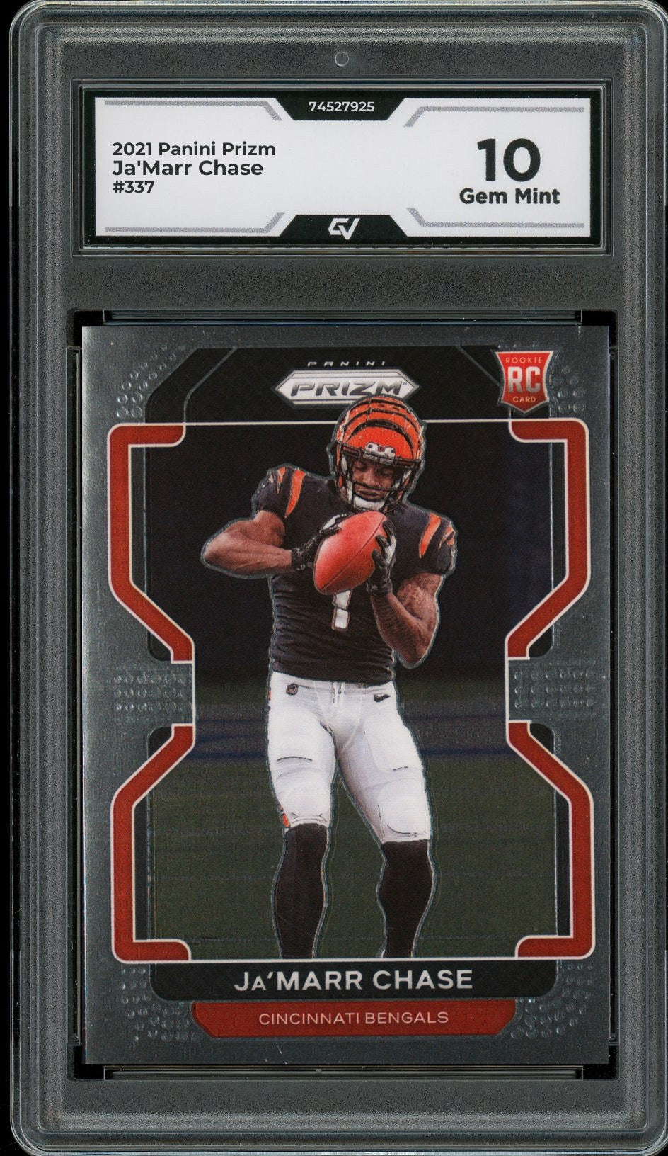 2021 Panini Prizm #337 Ja'Marr Chase Rookie Card RC Graded 10 Gem Mint - Front