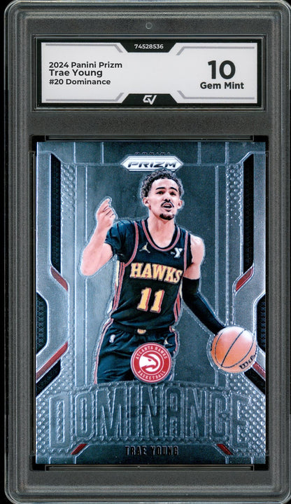 2024 Panini Prizm #20 Trae Young Dominance Graded 10 Gem Mint - Front