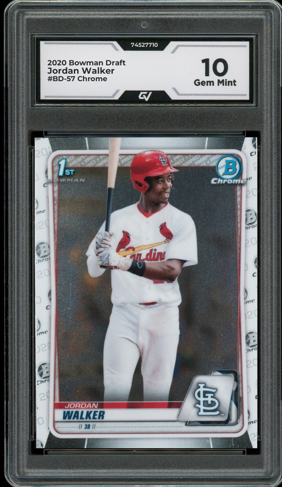 2020 Bowman Draft #BD-57 Jordan Walker Chrome Rookie Card RC Graded 10 Gem Mint - Front