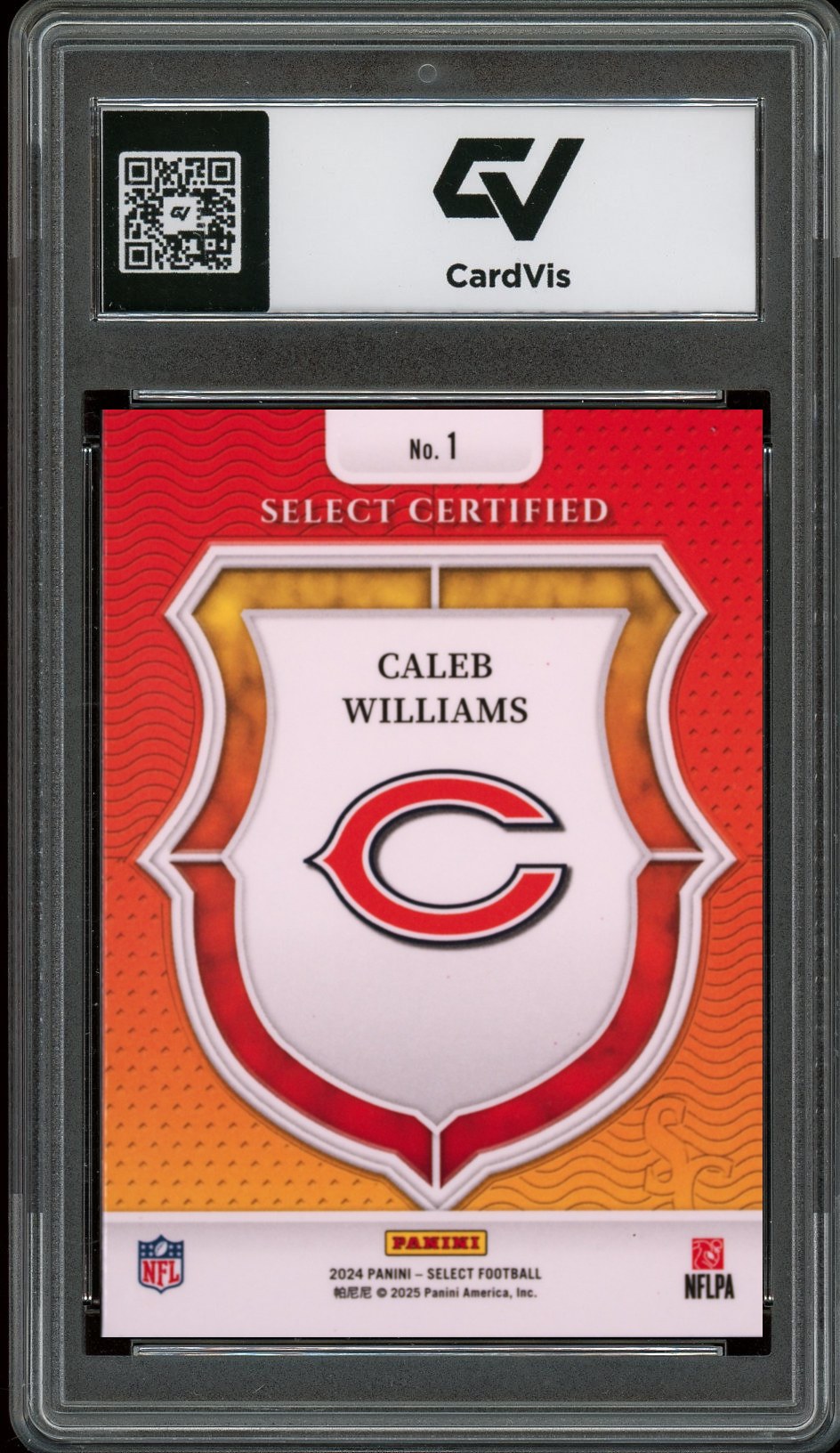 2024 Panini Select #1 Caleb Williams Certified Rookies Rookie Card RC Graded 10 Gem Mint - Back