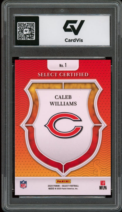2024 Panini Select #1 Caleb Williams Certified Rookies Rookie Card RC Graded 10 Gem Mint - Back