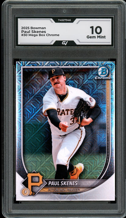 2025 Bowman #30 Paul Skenes Mega Box Chrome Graded 10 Gem Mint - Front