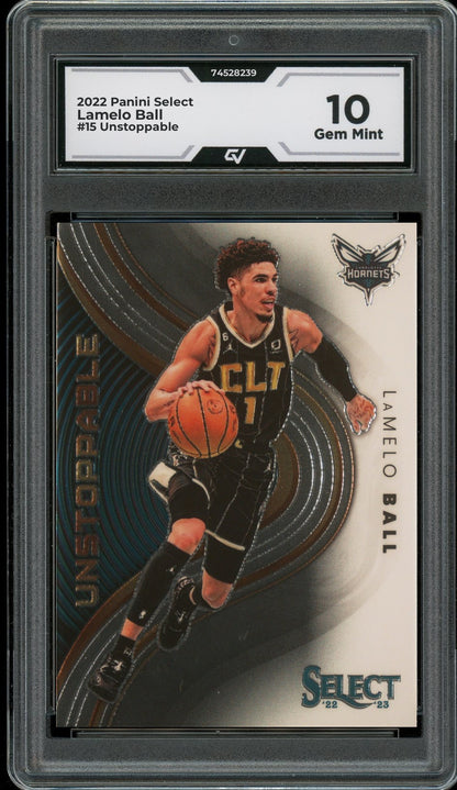 2022 Panini Select #15 Lamelo Ball Unstoppable Graded 10 Gem Mint - Front