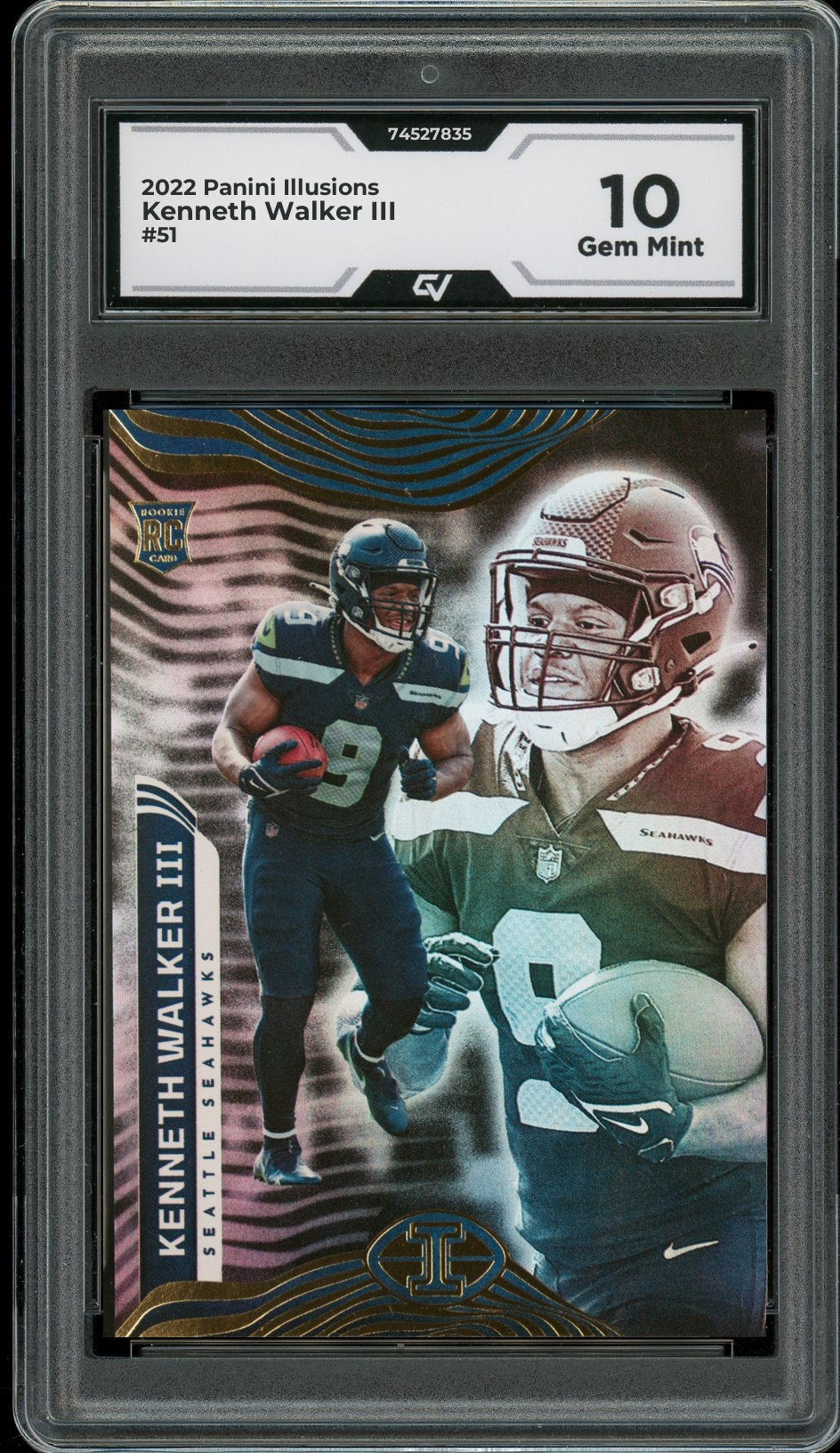 2022 Panini Illusions #51 Kenneth Walker III Rookie Card RC Graded 10 Gem Mint - Front
