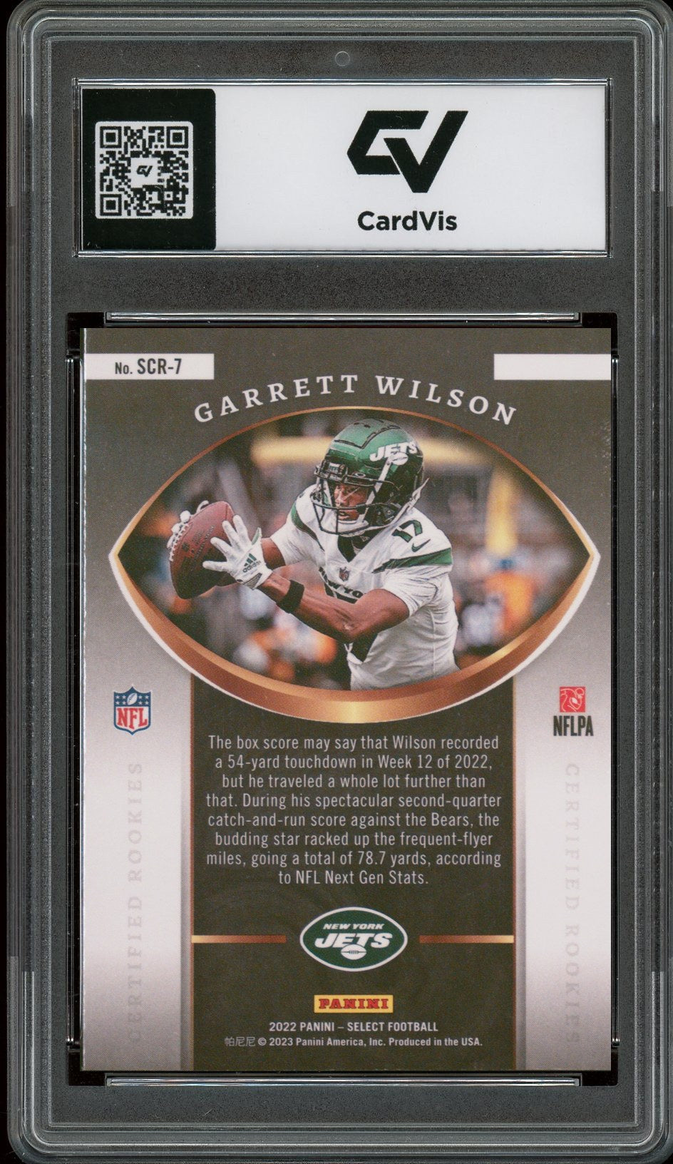 2022 Panini Select #SCR-7 Garrett Wilson Select Certified Rookies Rookie Card RC Graded 10 Gem Mint - Back