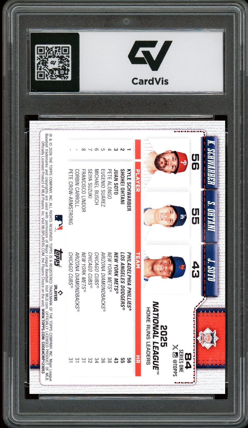 2026 Topps #84 Schwarber / Ohtani / Soto Graded 10 Gem Mint - Back