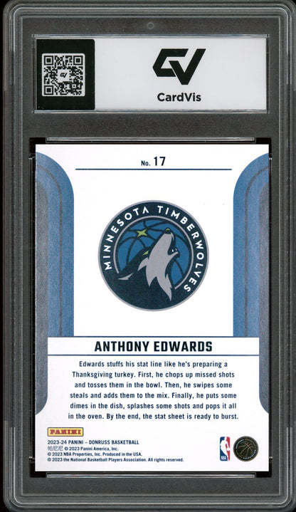 2023 Panini Donruss #17 Anthony Edwards Franchise Features Graded 10 Gem Mint - Back