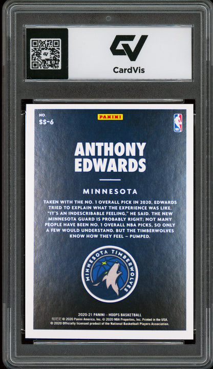 2020 Panini Hoops #SS-6 Anthony Edwards Now Playing Rookie Card RC Graded 10 Gem Mint - Back