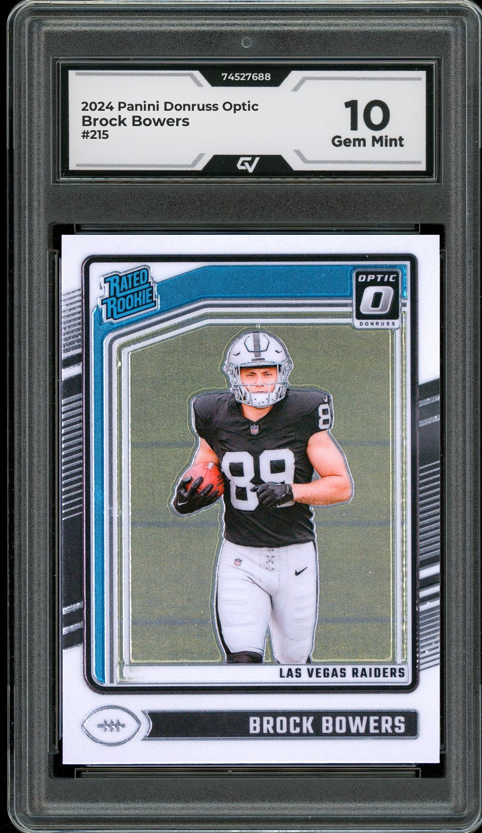 2024 Panini Donruss Optic #215 Brock Bowers Rookie Card RC Graded 10 Gem Mint - Front