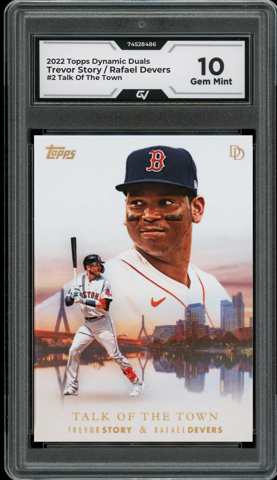 2022 Topps Dynamic Duals #2 Trevor Story / Rafael Devers Talk Of The Town Graded 10 Gem Mint - Front
