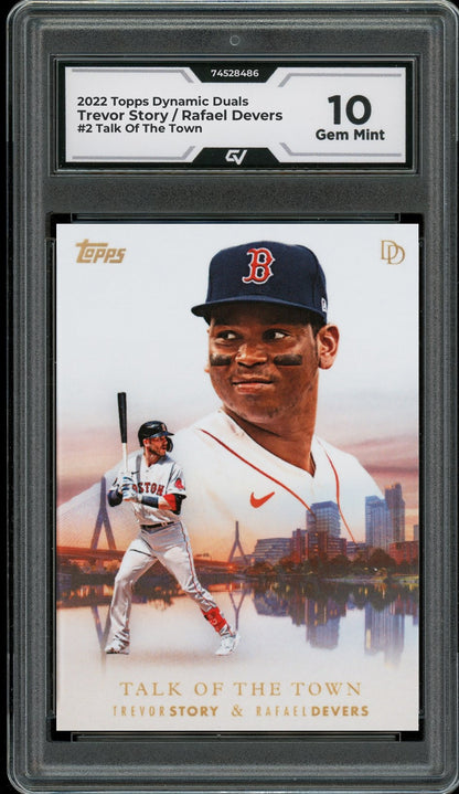 2022 Topps Dynamic Duals #2 Trevor Story / Rafael Devers Talk Of The Town Graded 10 Gem Mint - Front