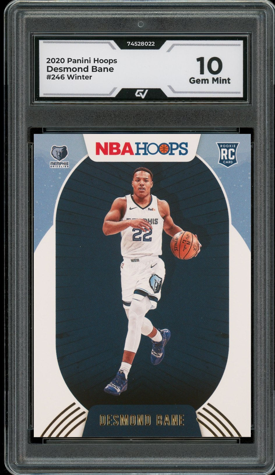 2020 Panini Hoops #246 Desmond Bane Winter Rookie Card RC Graded 10 Gem Mint - Front