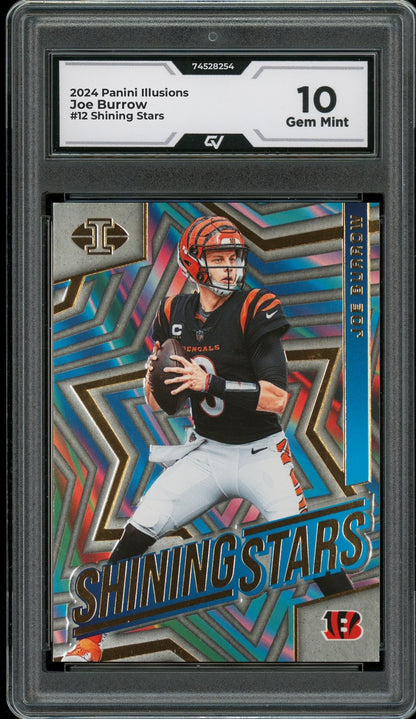 2024 Panini Illusions #12 Joe Burrow Shining Stars Graded 10 Gem Mint - Front