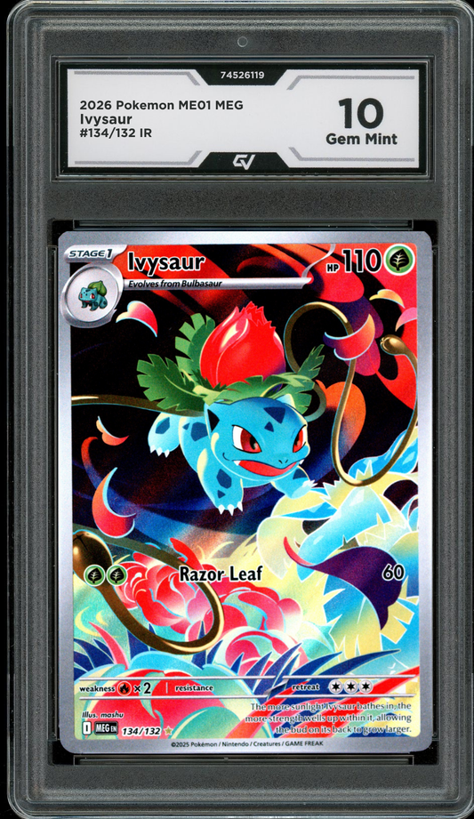 2026 Pokemon ME01 Mega Evolutions #134/132 Ivysaur IR Graded 10 Gem Mint