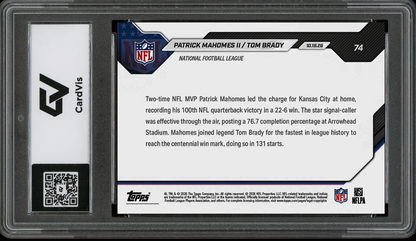 2026 Topps Now #74 Patrick Mahomes II / Tom Brady Fastest 100th Win Graded 10 Gem Mint Presale