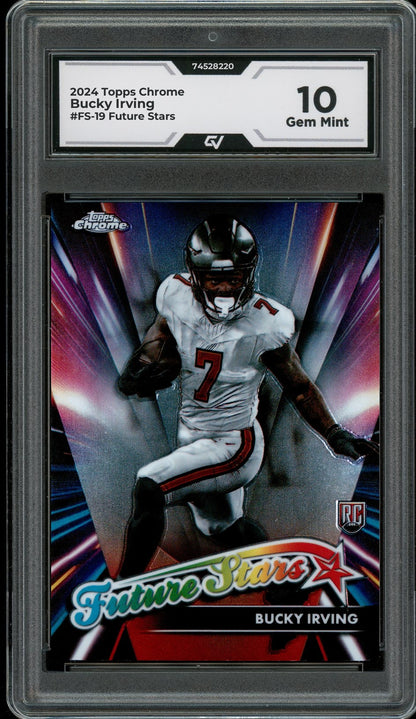 2024 Topps Chrome #FS-19 Bucky Irving Future Stars Rookie Card RC Graded 10 Gem Mint - Front