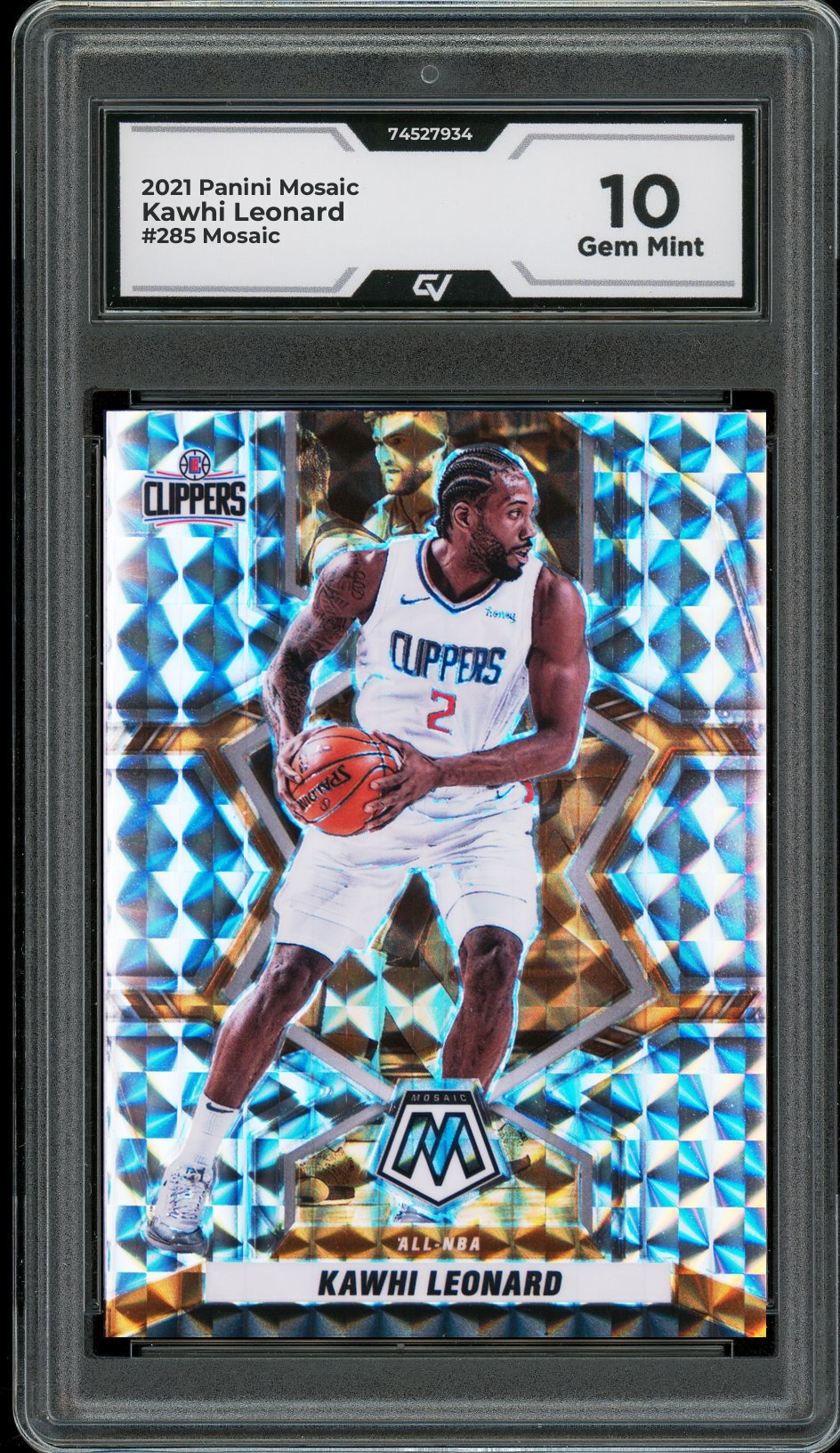 2021 Panini Mosaic #285 Kawhi Leonard Mosaic Graded 10 Gem Mint - Front
