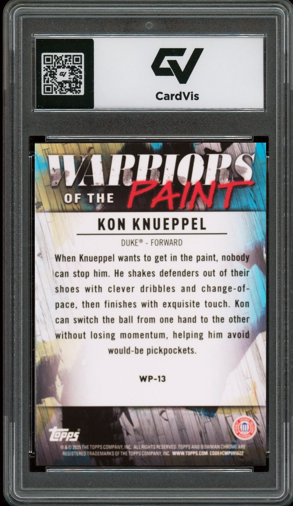 2024 Bowman Chrome University #WP-13 Kon Knueppel Warriors Of The Paint Rookie Card RC Graded 10 Gem Mint - Back