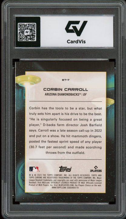 2023 Topps Cosmic Chrome #ET-7 Corbin Carroll Extraterrestrial Talent Rookie Card RC Graded 10 Gem Mint - Back