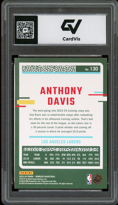 2023 Panini Donruss #130 Anthony Davis Graded 10 Gem Mint - Back