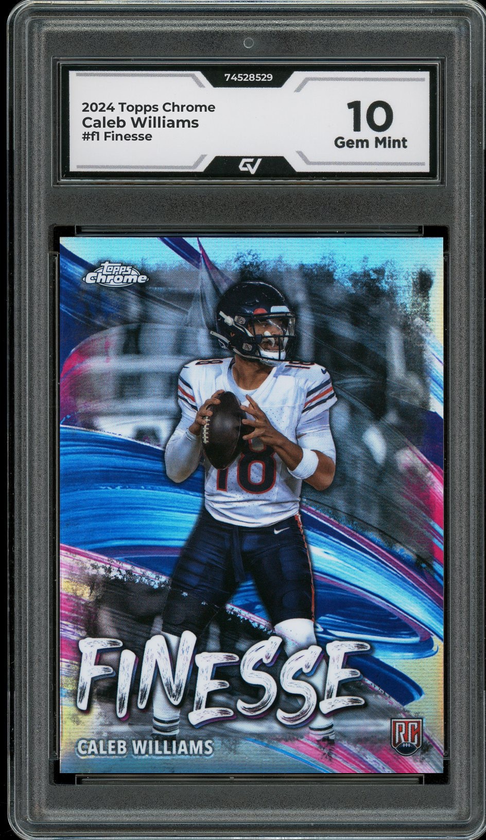 2024 Topps Chrome #f1 Caleb Williams Finesse Rookie Card RC Graded 10 Gem Mint - Front