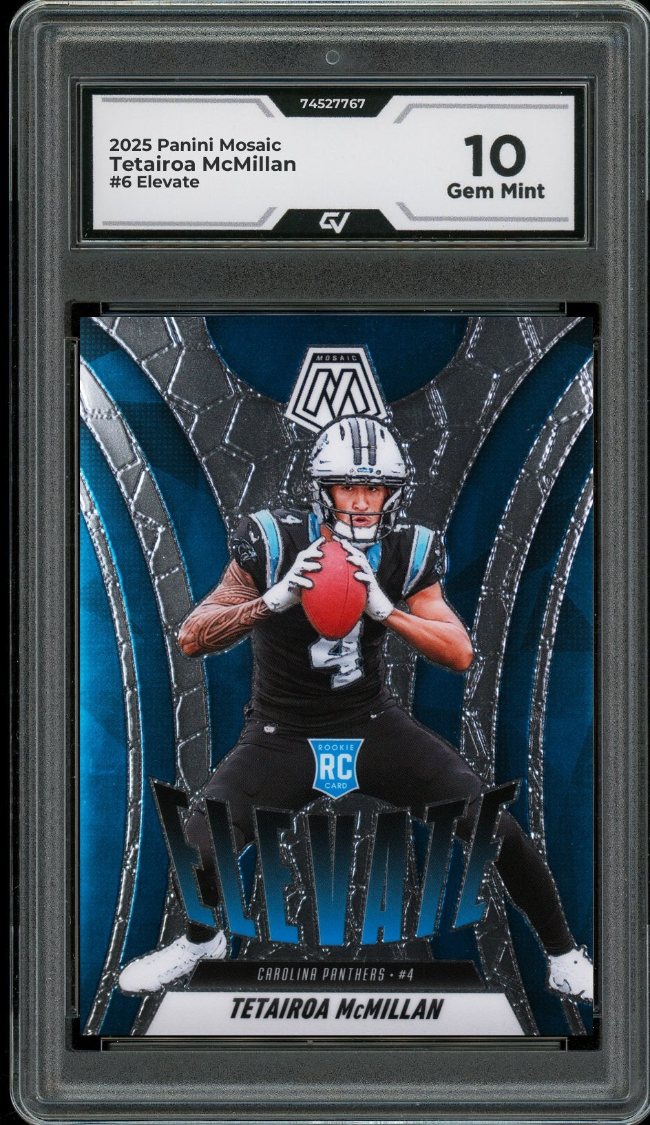 2025 Panini Mosaic #6 Tetairoa McMillan Elevate Rookie Card RC Graded 10 Gem Mint - Front