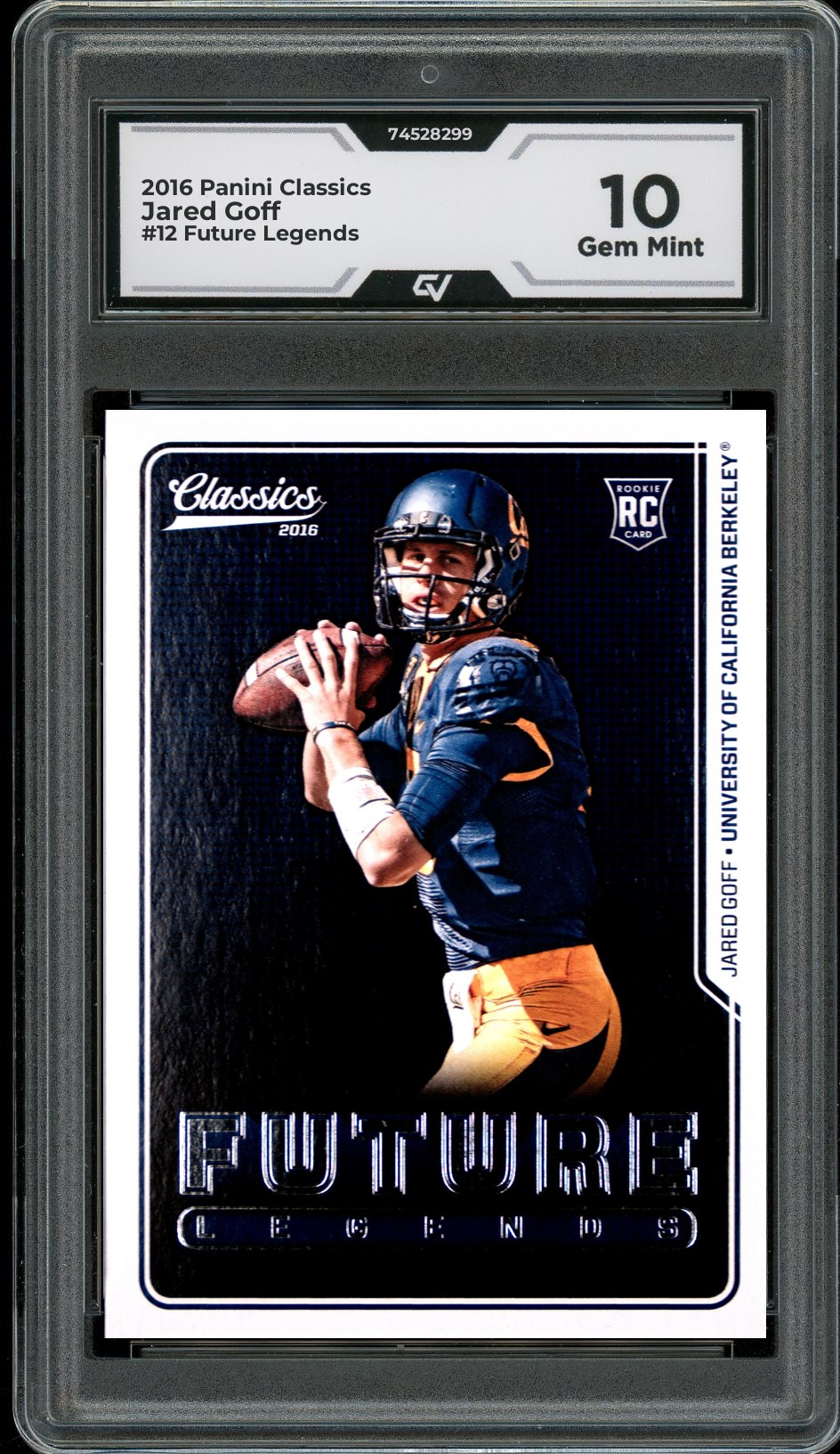 2016 Panini Classics #12 Jared Goff Future Legends Rookie Card RC Graded 10 Gem Mint - Front
