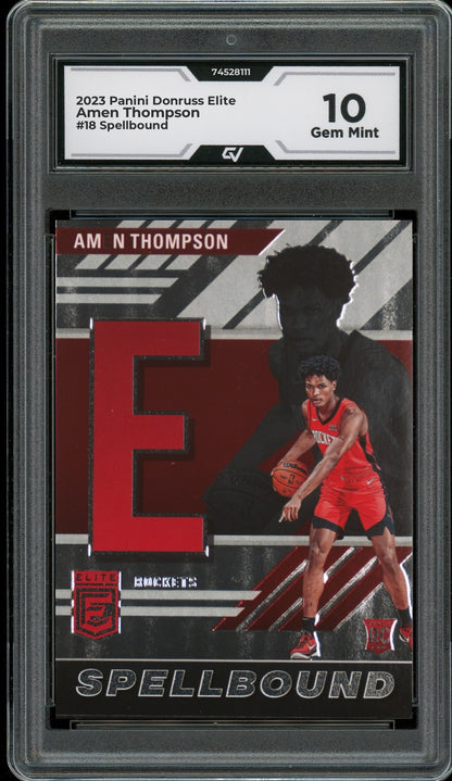 2023 Panini Donruss Elite #18 Amen Thompson Spellbound Rookie Card RC Graded 10 Gem Mint - Front