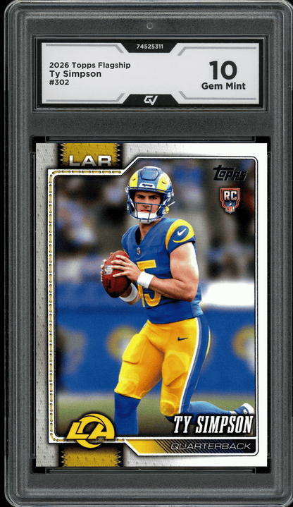 2026 Topps Flagship #302 Ty Simpson Rookie Card RC Graded 10 Gem Mint
