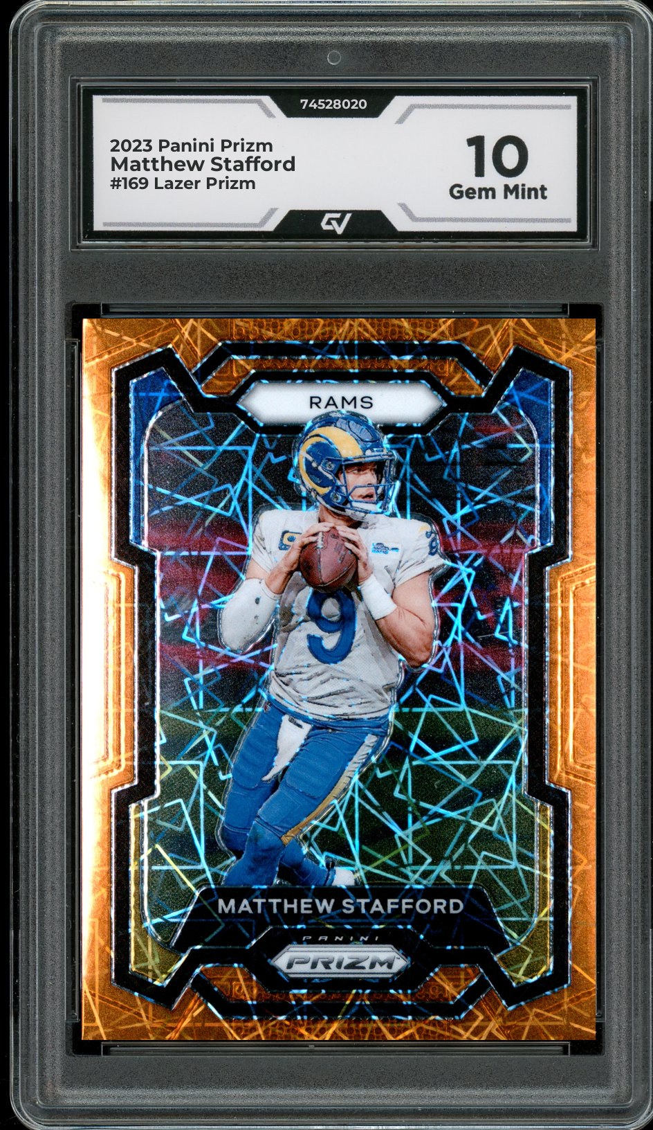 2023 Panini Prizm #169 Matthew Stafford Lazer Prizm Graded 10 Gem Mint - Front