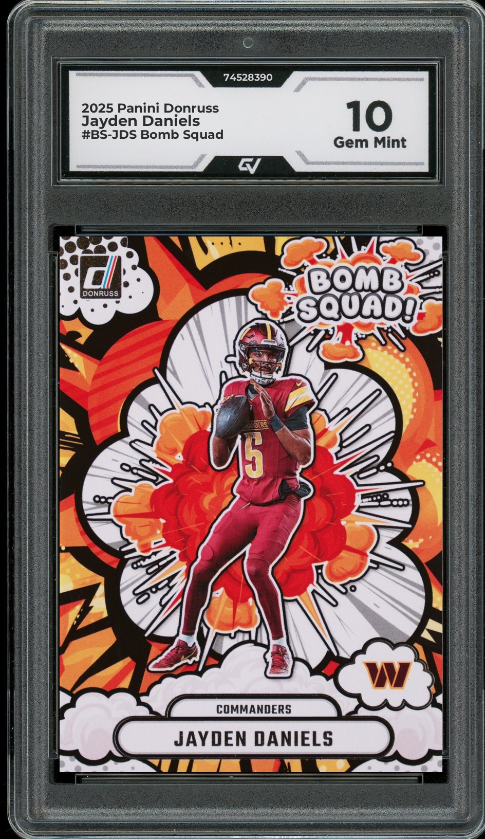 2025 Panini Donruss #BS-JDS Jayden Daniels Bomb Squad Graded 10 Gem Mint - Front