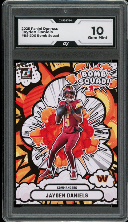 2025 Panini Donruss #BS-JDS Jayden Daniels Bomb Squad Graded 10 Gem Mint - Front