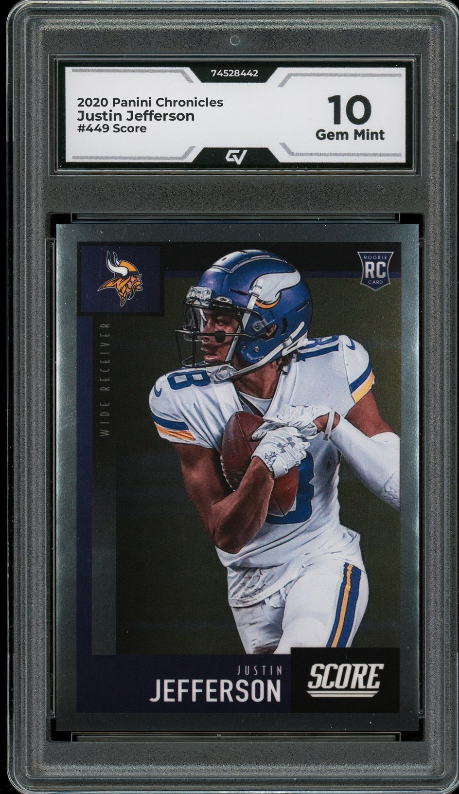 2020 Panini Chronicles #449 Justin Jefferson Score Rookie Card RC Graded 10 Gem Mint - Front