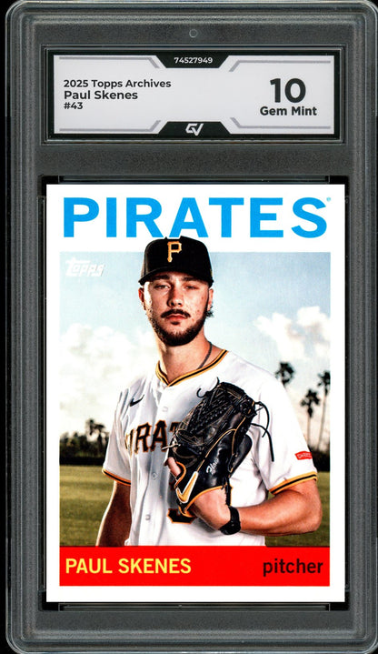 2025 Topps Archives #43 Paul Skenes Graded 10 Gem Mint - Front