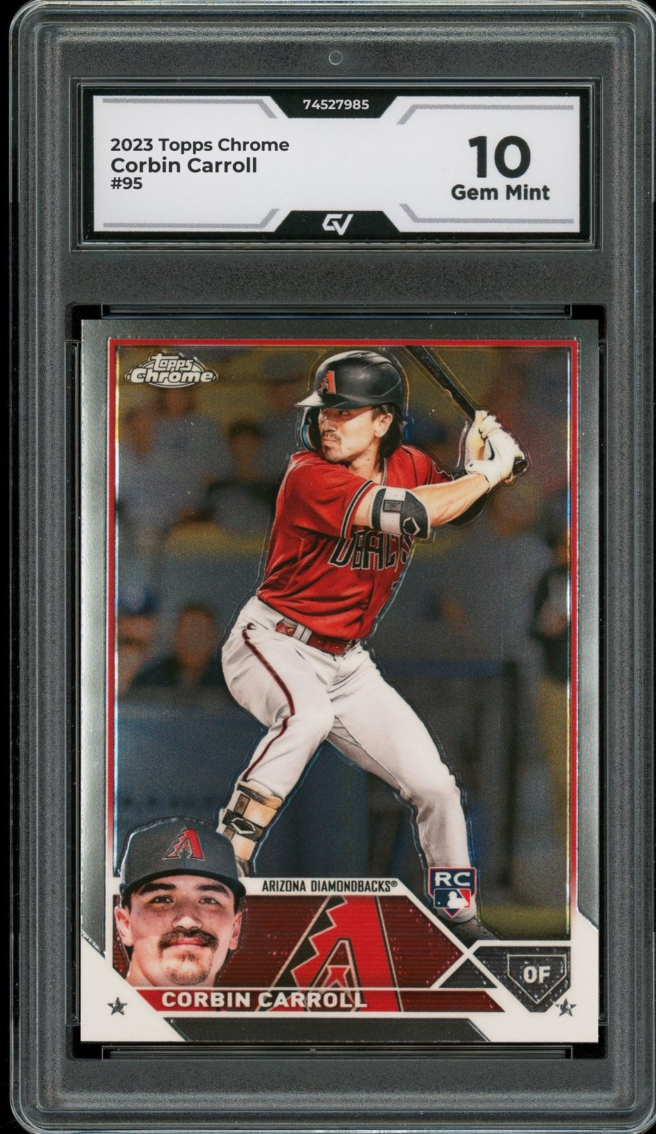 2023 Topps Chrome #95 Corbin Carroll Graded 10 Gem Mint - Front