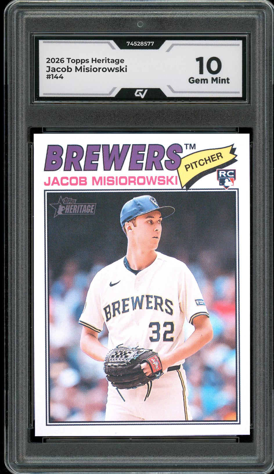 2026 Topps Heritage #144 Jacob Misiorowski Rookie Card RC Graded 10 Gem Mint - Front