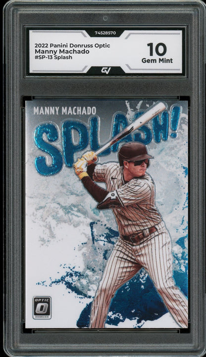 2022 Panini Donruss Optic #SP-13 Manny Machado Splash Graded 10 Gem Mint - Front