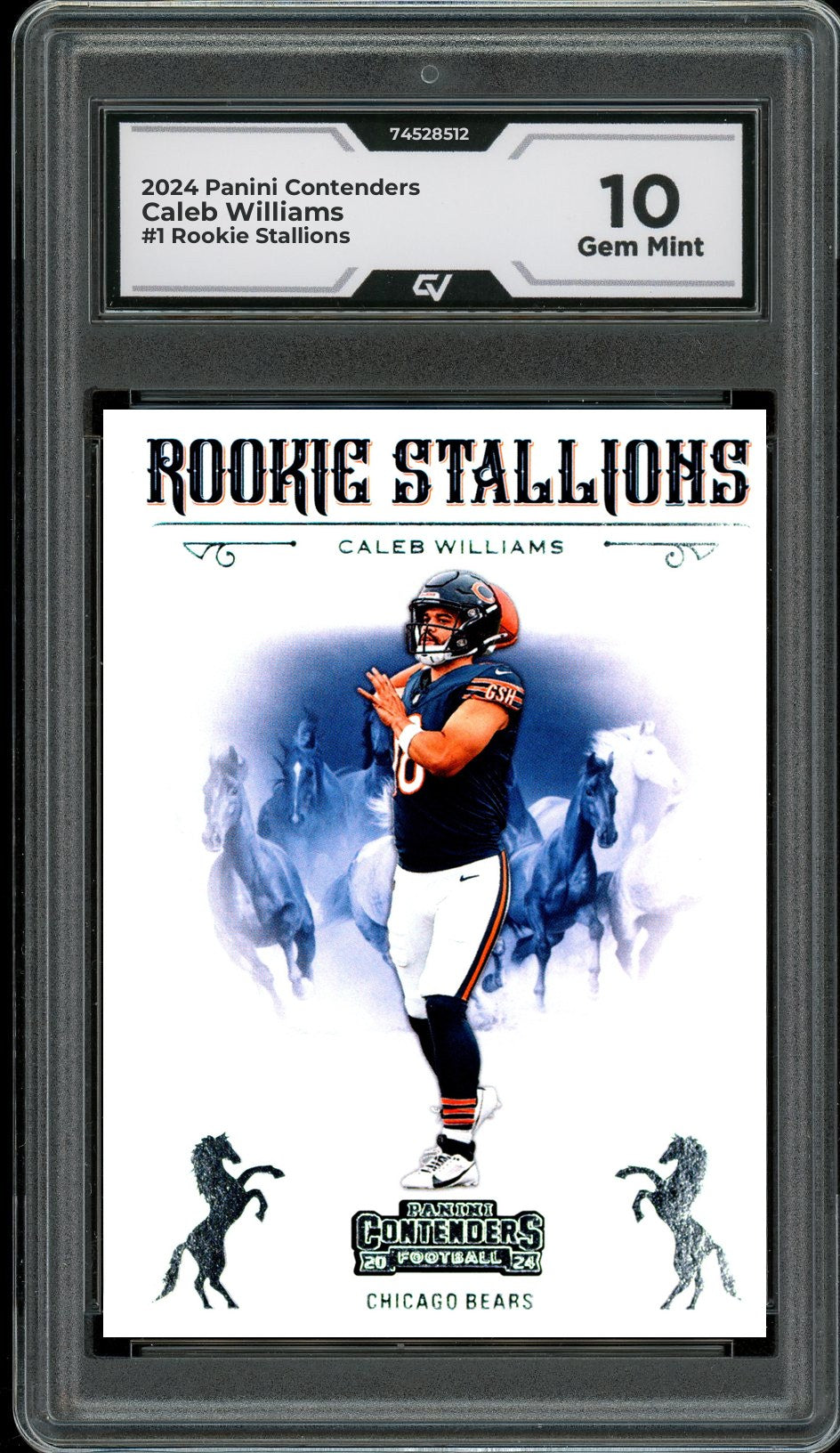 2024 Panini Contenders #1 Caleb Williams Rookie Stallions Rookie Card RC Graded 10 Gem Mint - Front