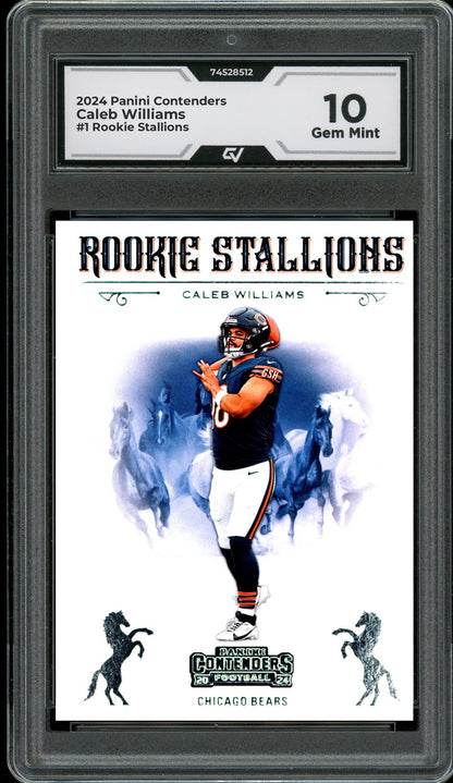 2024 Panini Contenders #1 Caleb Williams Rookie Stallions Rookie Card RC Graded 10 Gem Mint - Front