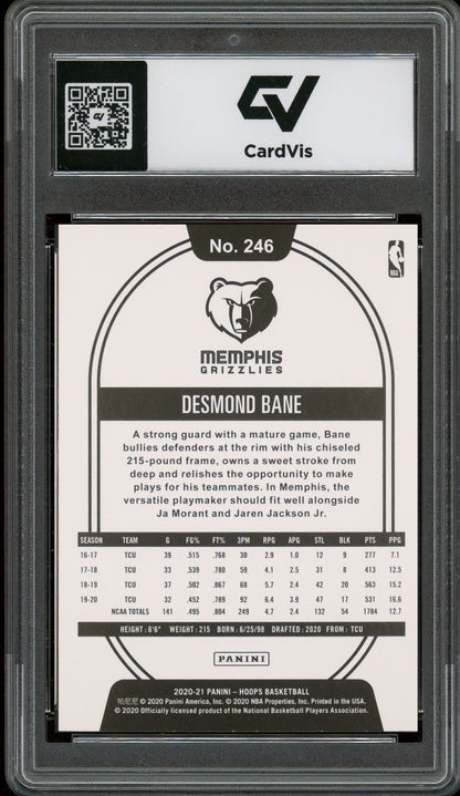 2020 Panini Hoops #246 Desmond Bane Winter Rookie Card RC Graded 10 Gem Mint - Back