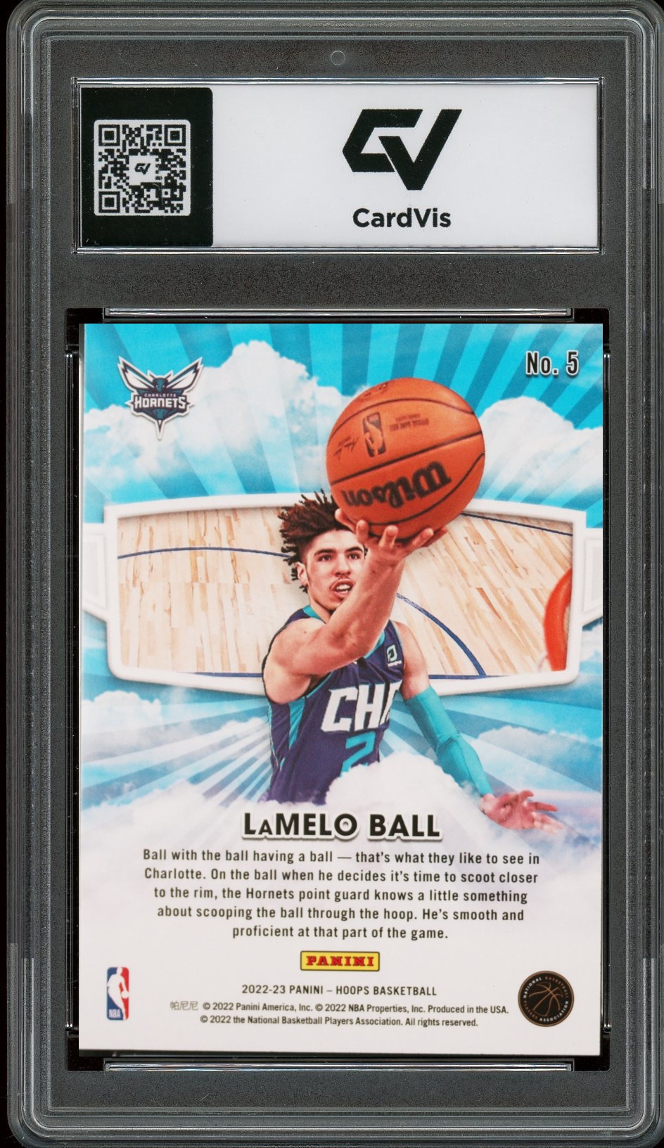 2022 Panini Hoops #5 Lamelo Ball Skyview Graded 10 Gem Mint - Back