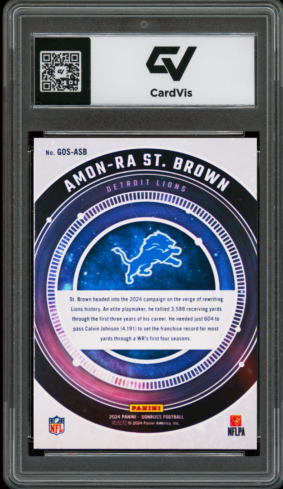 2024 Panini Donruss #GOS-ASB Amon-Ra St. Brown Galaxy Of Stars Graded 10 Gem Mint - Back