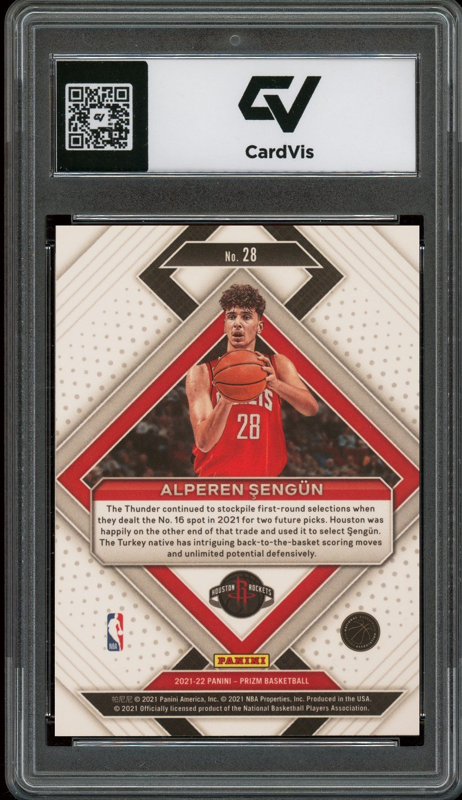 2021 Panini Prizm #28 Alperen Sengun Emergent Rookie Card RC Graded 10 Gem Mint - Back