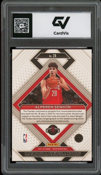 2021 Panini Prizm #28 Alperen Sengun Emergent Rookie Card RC Graded 10 Gem Mint - Back