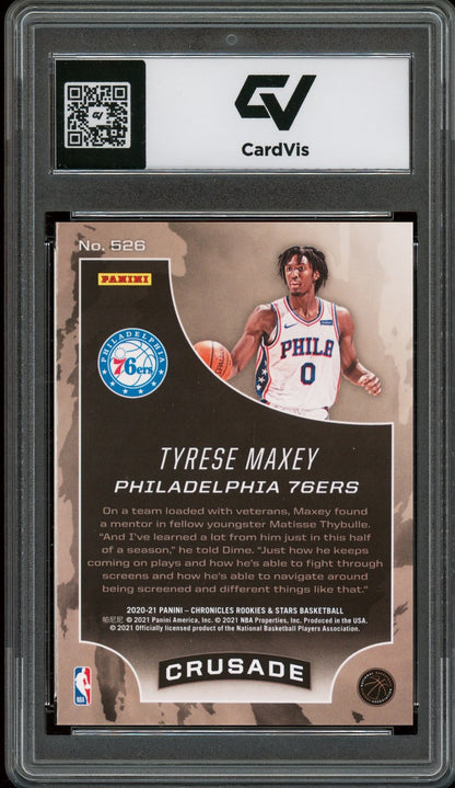 2020 Panini Chronicles #526 Tyrese Maxey Crusade Rookie Card RC Graded 10 Gem Mint - Back