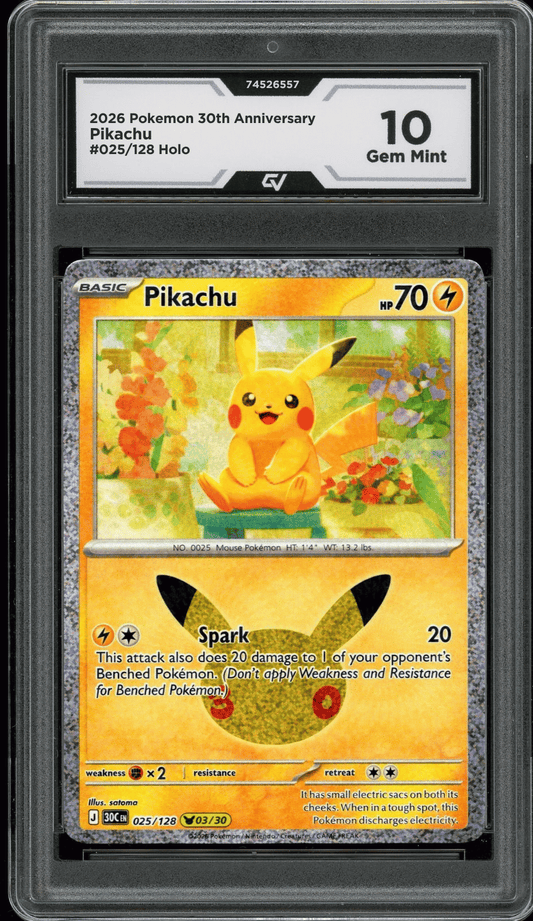 2026 Pokemon 30th Anniversary #025/128 Pikachu Holo Graded 10 Gem Mint