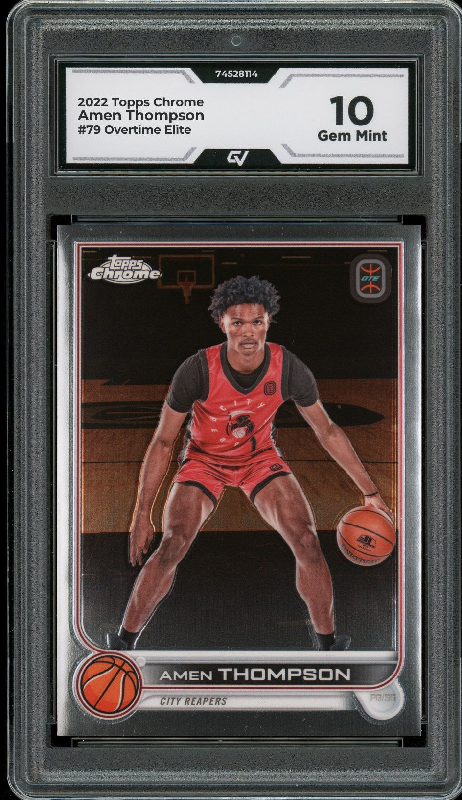 2022 Topps Chrome #79 Amen Thompson Overtime Elite Rookie Card RC Graded 10 Gem Mint - Front