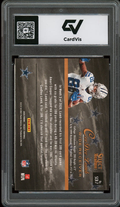 2020 Panini Select #SCR-7 CeeDee Lamb Certified Rookies Rookie Card RC Graded 10 Gem Mint - Back