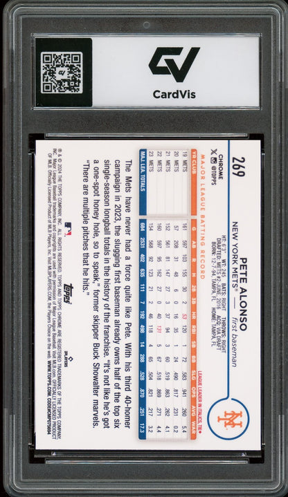 2024 Topps Chrome #269 Pete Alonso Graded 10 Gem Mint - Back