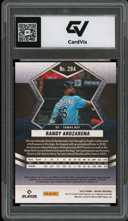 2022 Panini Mosaic #284 Randy Arozarena Graded 10 Gem Mint - Back